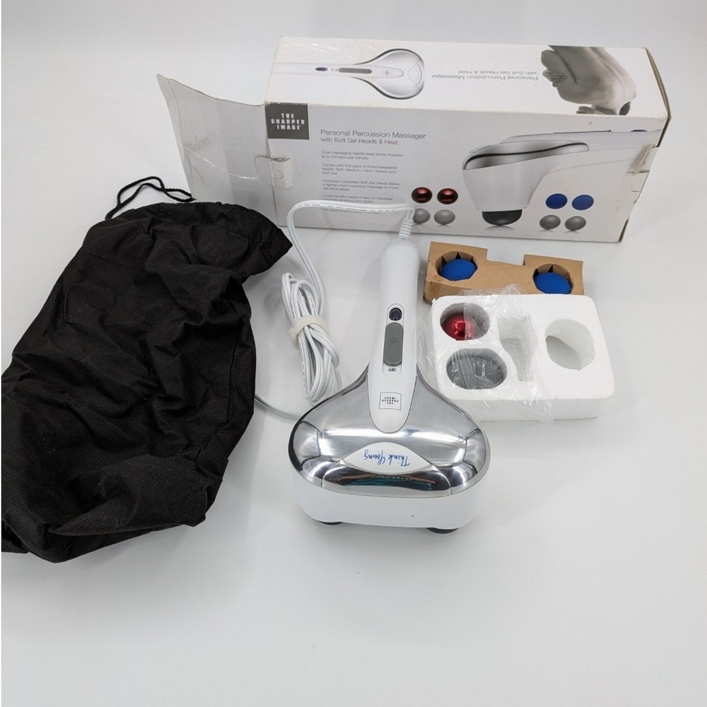 Percussion Massager with soft Gel Heads & Heat The‎ Sharper Image Personal